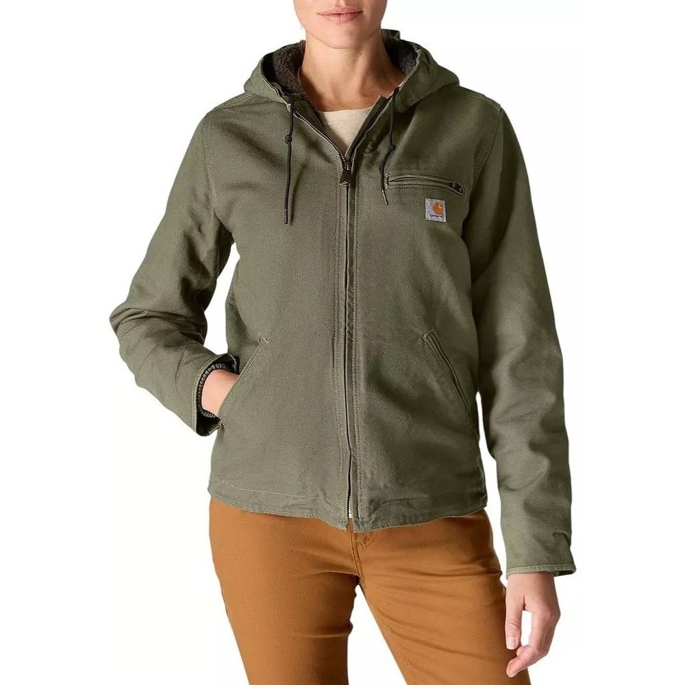 Carhartt Women's Washed Duck Sierra Jacket Sherpa Lined Basil Green Size 2XL NWT